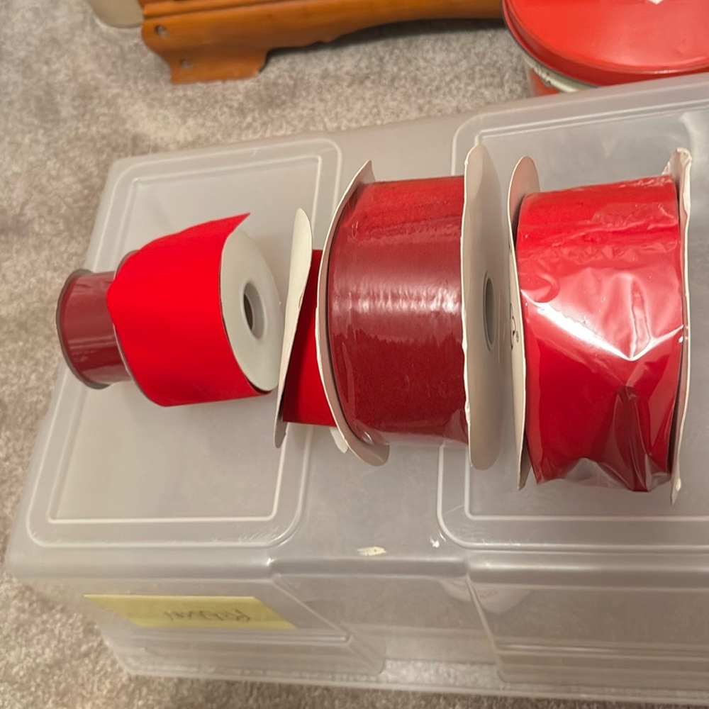 Ribbon Rolls of RED Velvet Ribbon 5 Rolls
